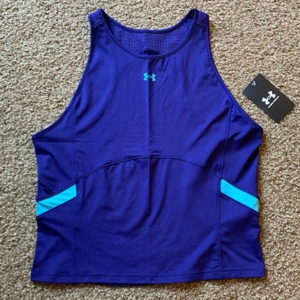 Under Armour Fitted Mesh Panel Racerback Tank Top UA Sz L